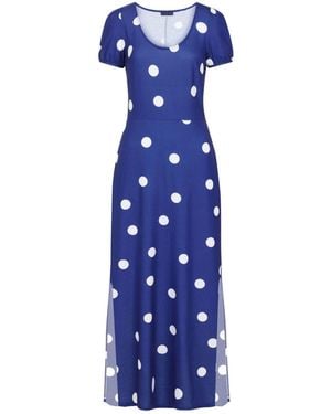 Hot Squash Split Hem Scoop Neck Maxi Dress - Blue