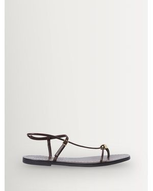 Loeffler Randall Lara Strappy With Ball Hardware Flat Sandals - White