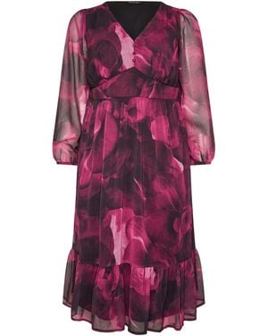 Evans Orchid Print Twist Dress - Purple
