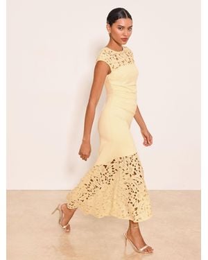 Lipsy Lace Hem Fit And Flare Midi Dress - Natural