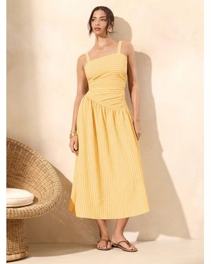 Lipsy Petite Bead Trim Drop Waist Summer Cami Midi Dress - Natural