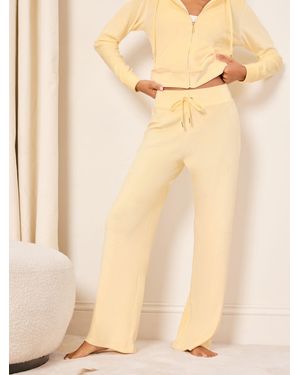 Lipsy Velour Relaxed Wide Leg Jogger - Natural