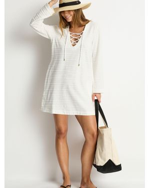 Sea Level Horizon Lace Up Shirt Dress - Natural