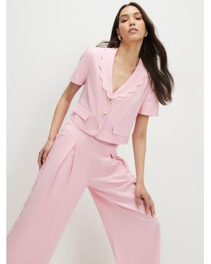 River Island Scallop Collar Linen Blend Cropped Jacket - Pink
