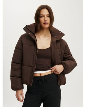 Cotton On The Mother Puffer Removable Hood Jacket - Black