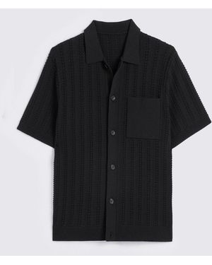 Moss Chevron Pointelle Knitted Shirt - Schwarz