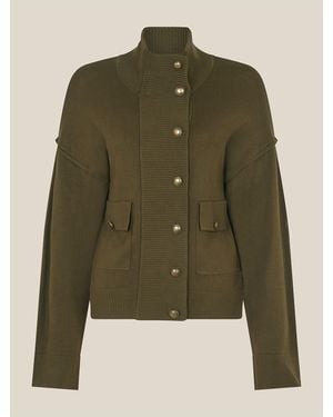 Monsoon Naya High Neck Knitted Jacket - Green