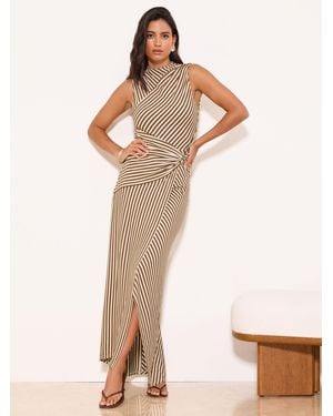 Lipsy Petite Gathered Waist Detail Jersey Sleeveless Midi Dress - Natural