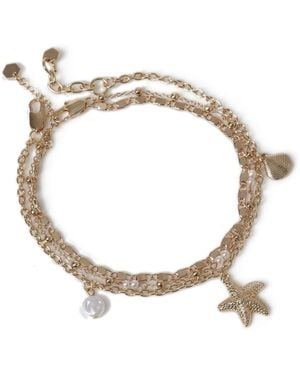 Aela Starfish Charm Anklet Multipack - Metallic
