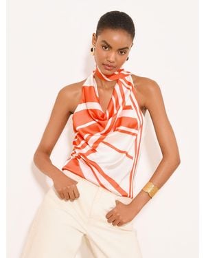 Lipsy Tie Neck Halter Top - Orange