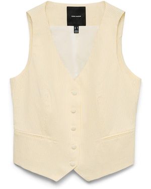 Vero Moda Stripe Sleeveless Seersucker Waistcoat - Natural