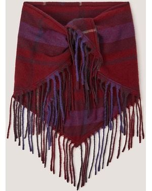 Monsoon Beatrice Check Knit Triangle Scarf - Red