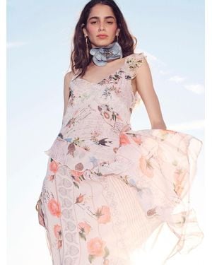 River Island Poet Print Slip Midi Dress - Pink
