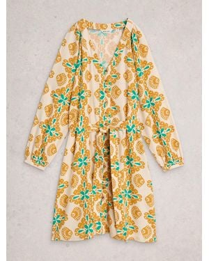 White Stuff Petra Linen Blend Dress - Yellow