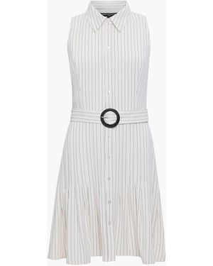 French Connection Vinnie Pinstripe Mini Shirt Dress - White