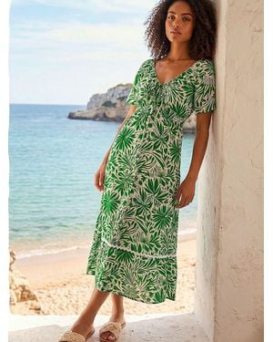 Roman Abstract Ric Rac Trim Dress - Green