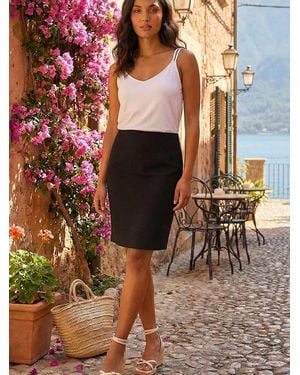 Roman Short Textured Jersey Skirt - Black