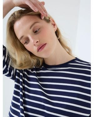 Jojo Maman Bébé Long Sleeve Boyfriend Maternity T-Shirt - Blue