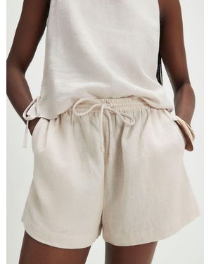 River Island Linen Blend Shorts - Natural