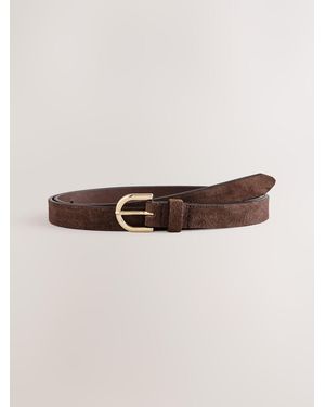 Next Chocolate Skinny Suede Leather Belt - Natural