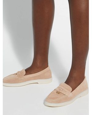 Dune Wide Fit Grinning Unlined Suede Loafers - Brown