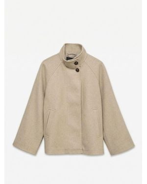 Vero Moda Faux Wool Funnel Neck Jacket - Natural