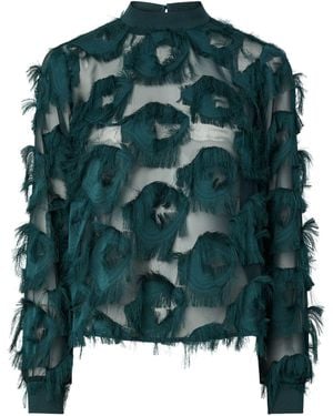Y.A.S Y. A.S Y. A.S Fringe Texture Long Sleeve Top - Green