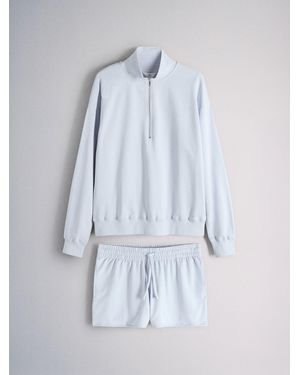 The Set 2 Pack Quarter Zip Sweatshirt And Shorts Co-Ord Set - Blue