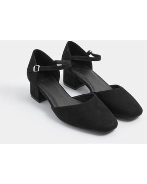 Yours Curve Wide Fit Square Toe Block Heels - Black