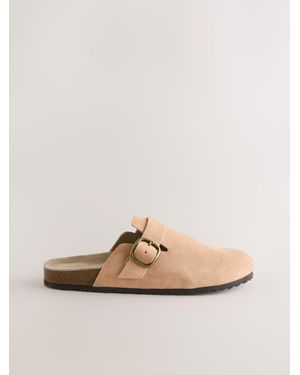 Next Standard Fit Leather Footbed Clogs - Natural