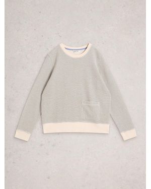 White Stuff Stripe Crew Neck Sweatshirt - Natural