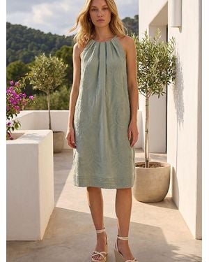 Roman Embroidered A-Line Mini Dress - Green