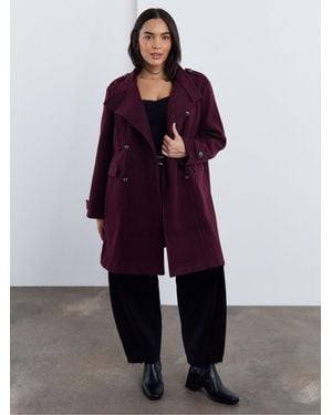Simply Be Funnel Neck Military Coat - Red