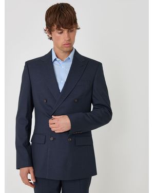 Threadbare Tailored Fit Double Breasted Suit Jacket - Blue