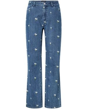 Pieces High Waist Straight Jeans - Blue