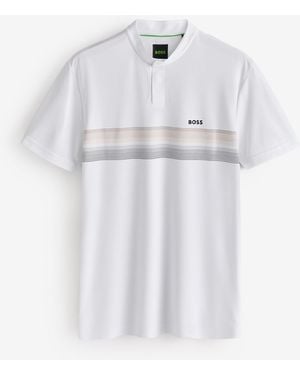 BOSS Stripe Detail Tennis Polo Shirt - White