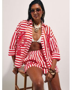 River Island Cotton Beaded Shirt - Red