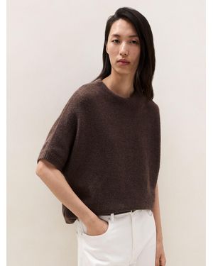 The White Company High Neck Knitted T-Shirt With Cotton - Brown