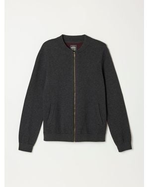 FatFace Fatface Ashurst Charcoal Knitted Zip Front Bomber Jacket - Black