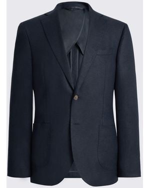 Moss Slim Fit Twill Linen Suit Jacket - Blue