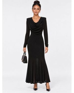 Jolie Moi Cowl Neck Mermaid Jersey Maxi Dress - Black