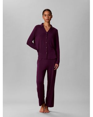 Calvin Klein Ultra Soft Modal Shirt And Pyjamas Set - Purple