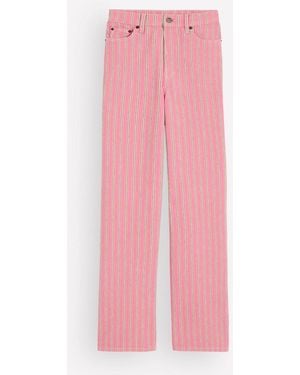 Boden Stripe High Rise Column Leg Jeans - Pink