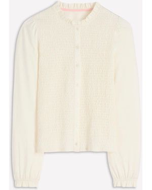 Boden Supersoft Smocked Button Top - Natural