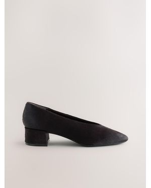 Next Forever Comfort Leather Low Block Heels - Black