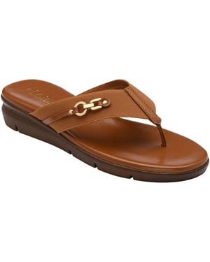 Lotus Toe Thong Sandals - Brown