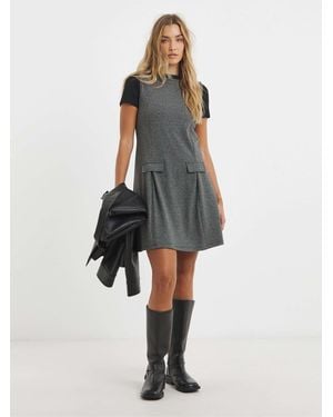 Simply Be Ponte Jacquard Fit & Flare Shift Dress - Black