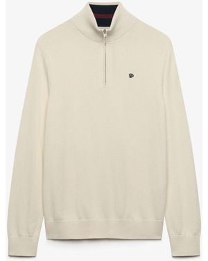 Superdry Prep Essential Cotton Half Zip Sweater - White
