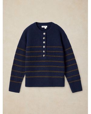 White Stuff Stuff Stripe Henley Jumper - Blue
