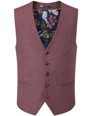 Skopes Single Breasted Jodrell Tweed Effect Suit Waistcoat - Purple
